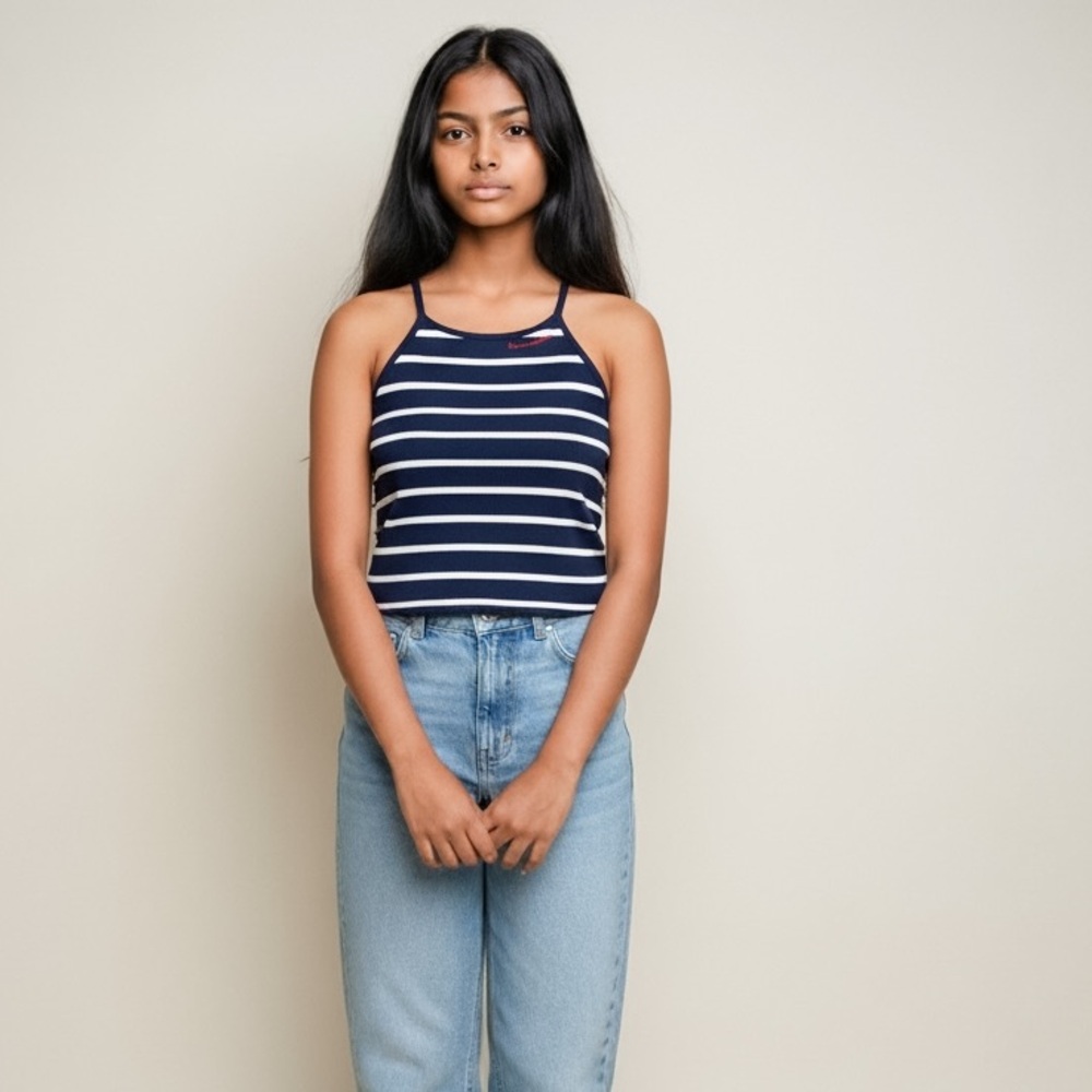 5 for $25✨ Kids Navy and White Striped Summa Lovin Camisole